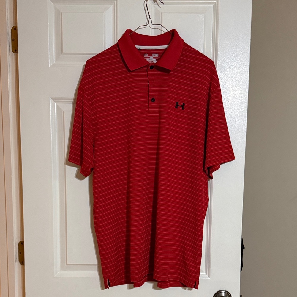 Under Armour Men's Polo in Red with Stripes